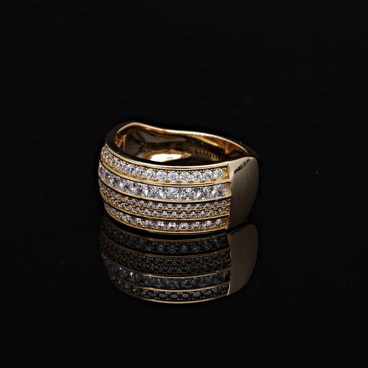 MULTI-ROW PAVE DETAILED RING