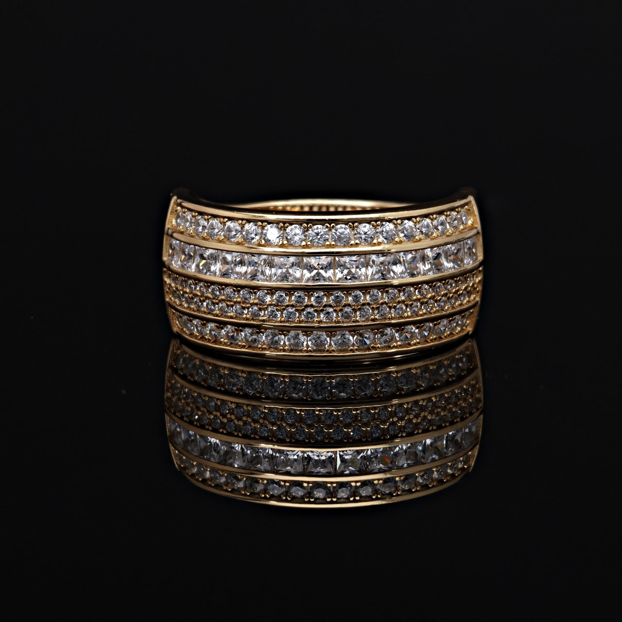 MULTI-ROW PAVE DETAILED RING