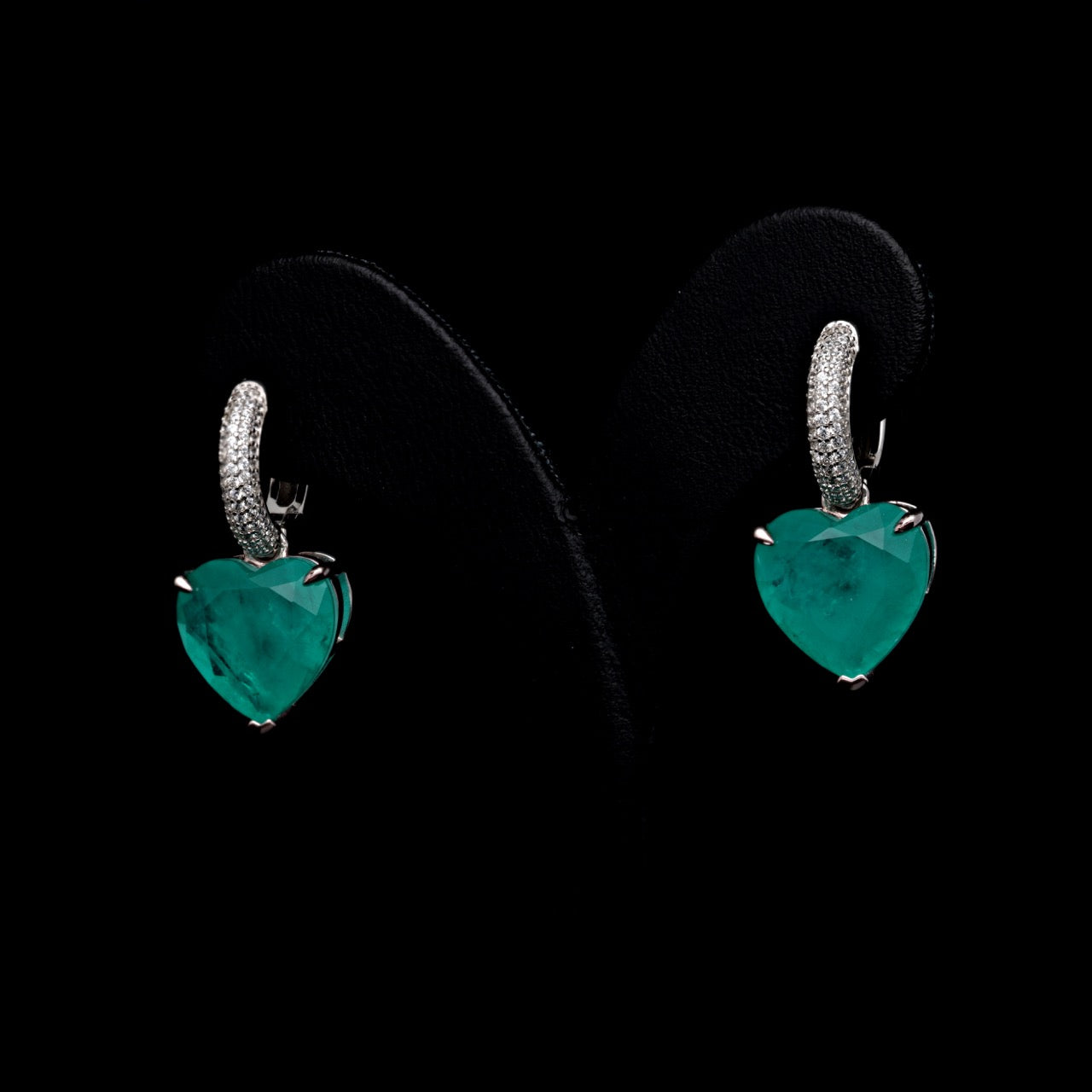 MINI HOOP HEART SOLITAIRE STUD EARRINGS