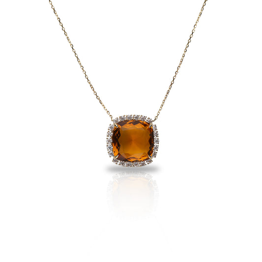 10 CARAT GOLD AND LAB DIAMOND, COLOR NECKLACE