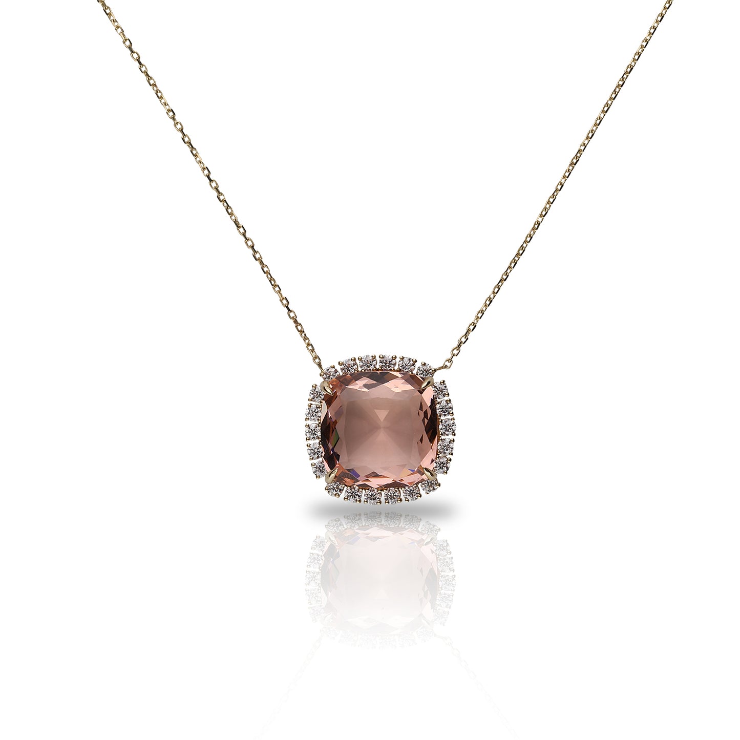 10 CARAT GOLD AND LAB DIAMOND, COLOR NECKLACE