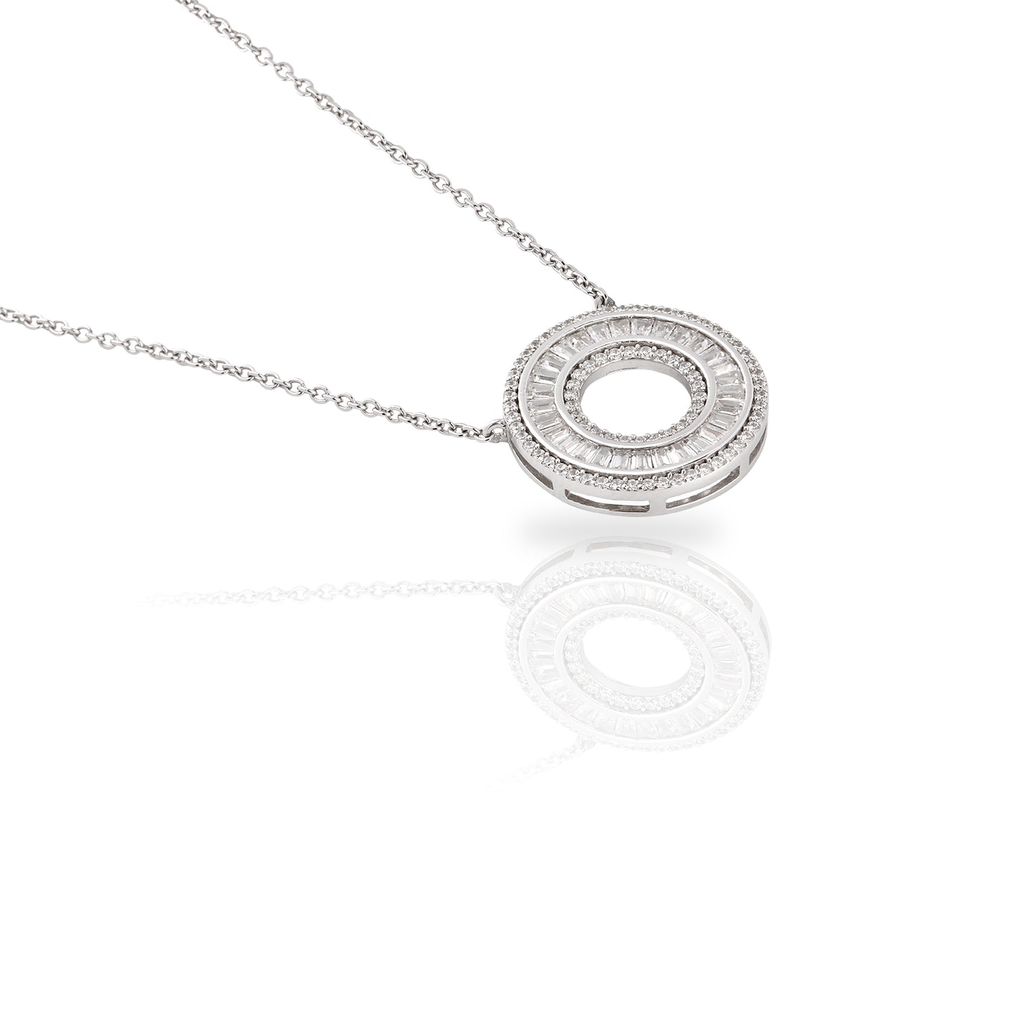 CIRCLE BAGUETTE CHAIN NECKLACE