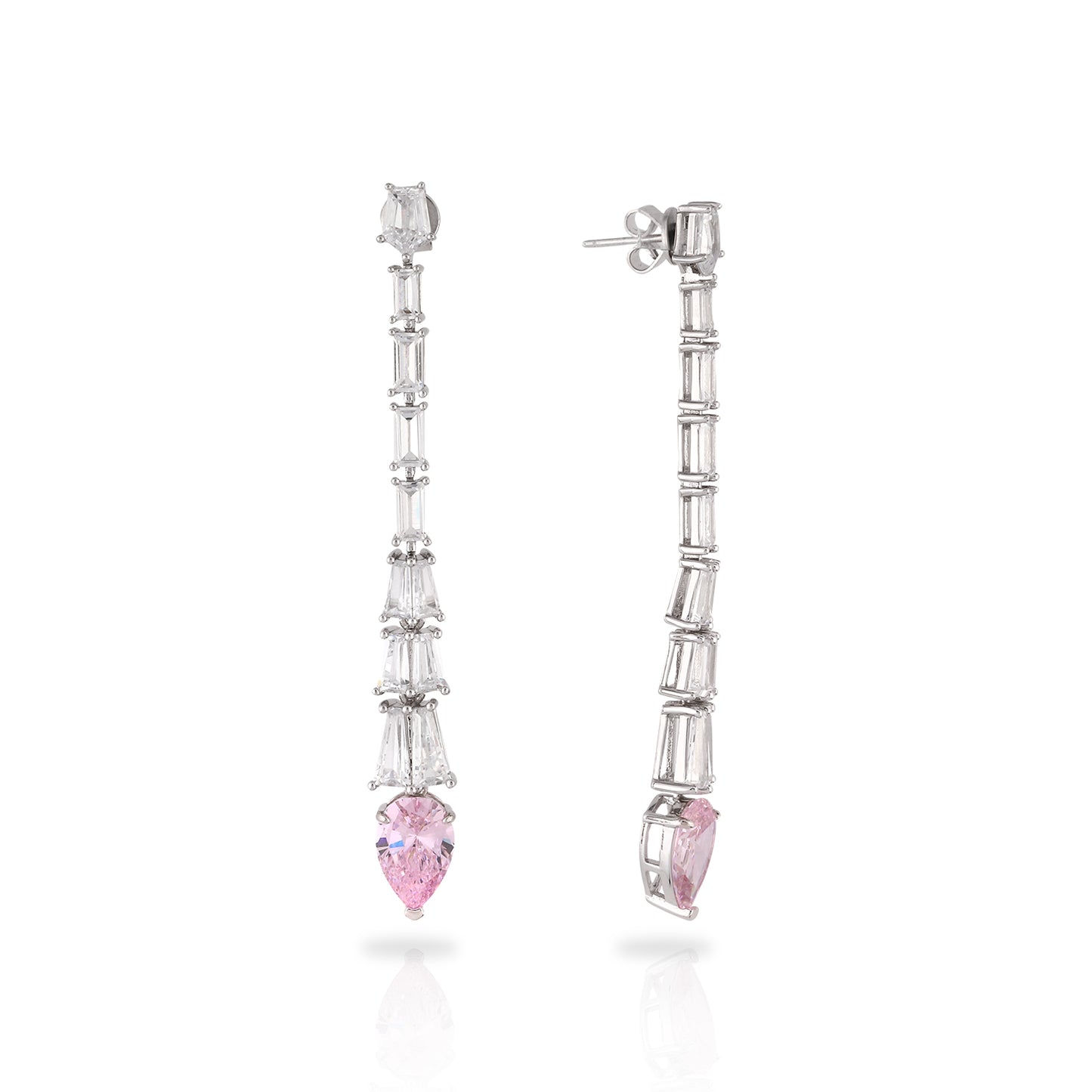 PINK DROP SOLITAIRE DANGLE EARRINGS