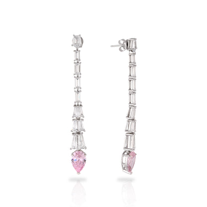 PINK DROP SOLITAIRE DANGLE EARRINGS