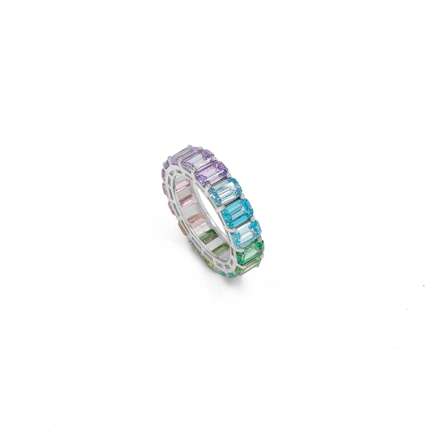 MULTICOLOR BAGUETTE STONES WEDDING RING