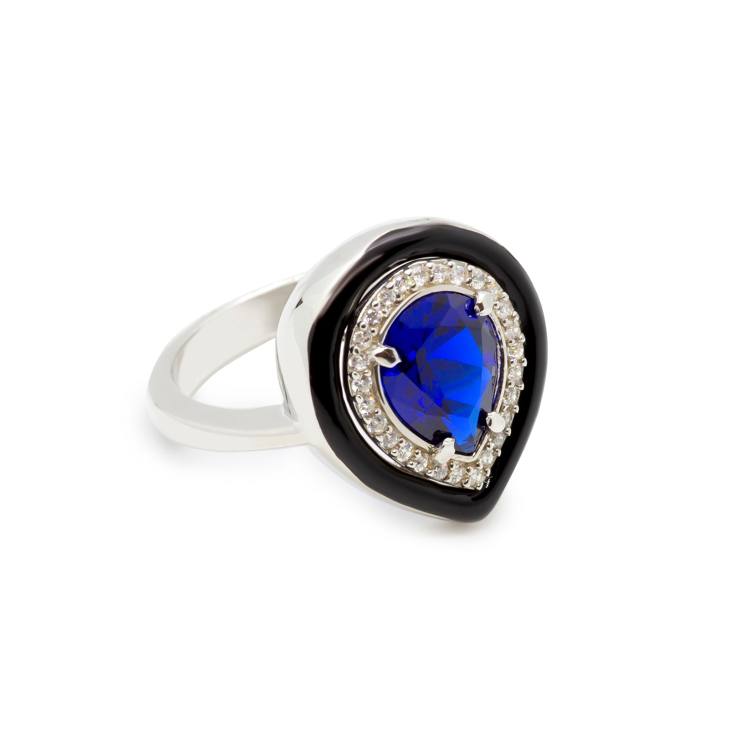 ENAMELLED PEAR-SHAPED SOLITAIRE RING