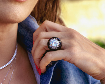 HANDCRAFTED EBONY DIAMOND RING