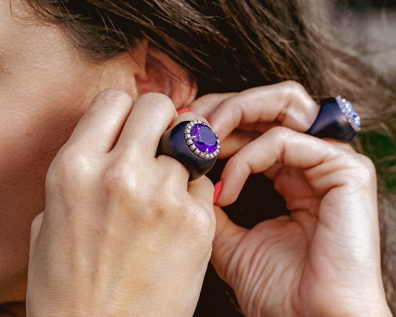 HANDCRAFTED EBONY DIAMOND RING