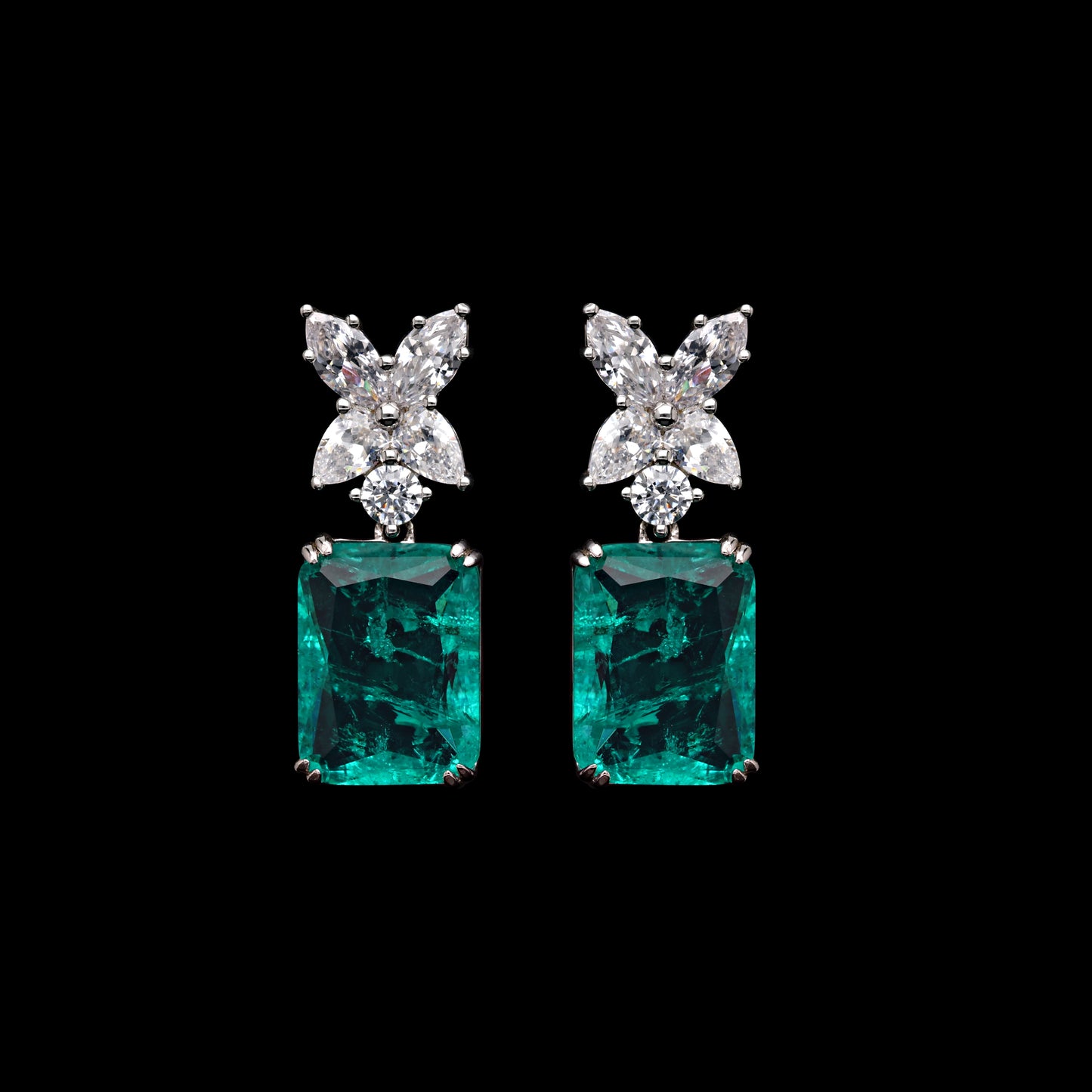 PARAIBA BAGUETTE DROP SOLITAIRE EARRINGS