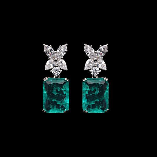 PARAIBA BAGUETTE DROP SOLITAIRE EARRINGS