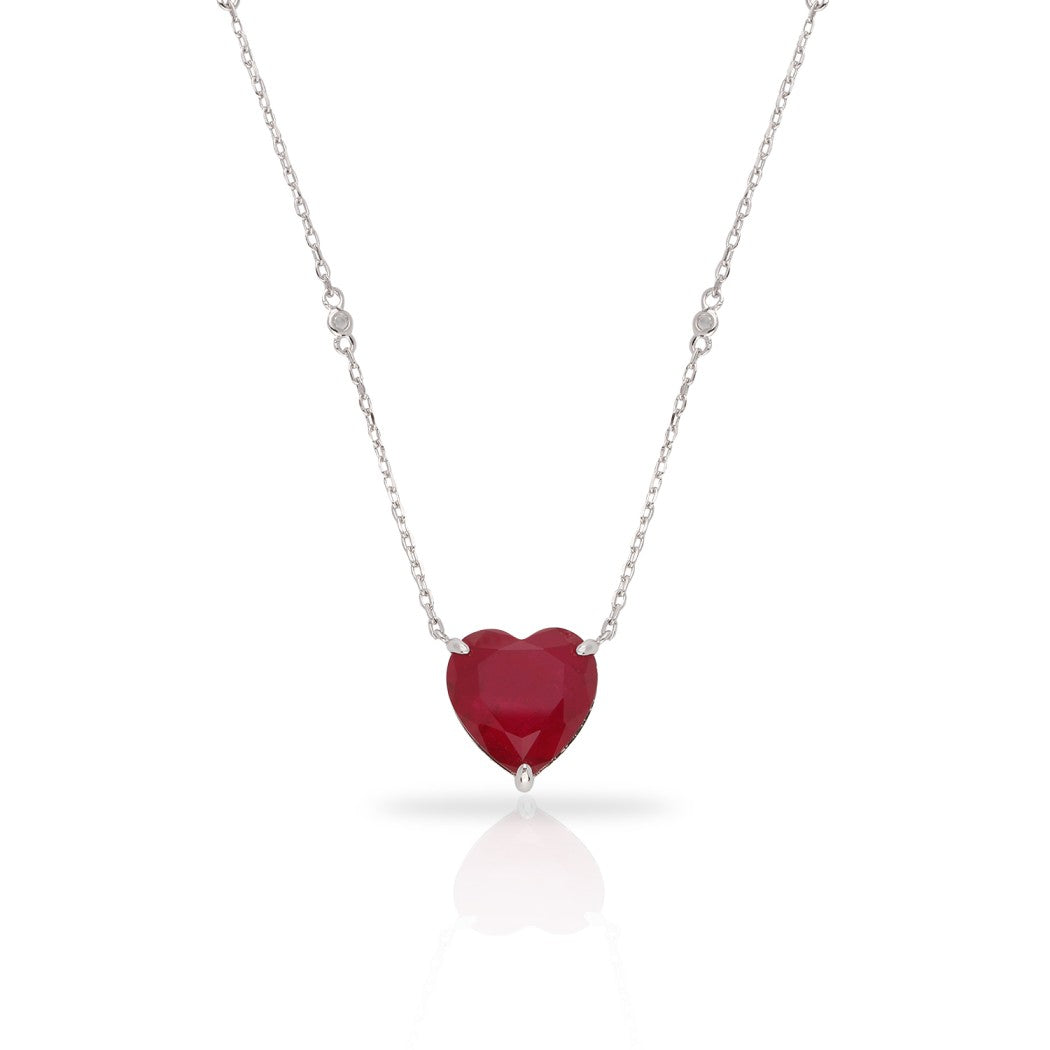 COLOR HEART SOLITAIRE CHAIN NECKLACE