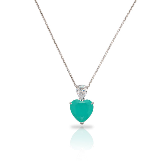 SMALL PARAIBA HEART SOLITAIRE NECKLACE