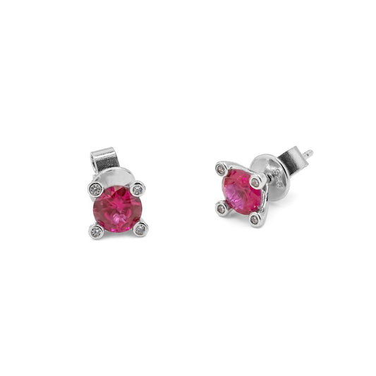 MINI RUBY COLORED SOLITAIRE EARRINGS