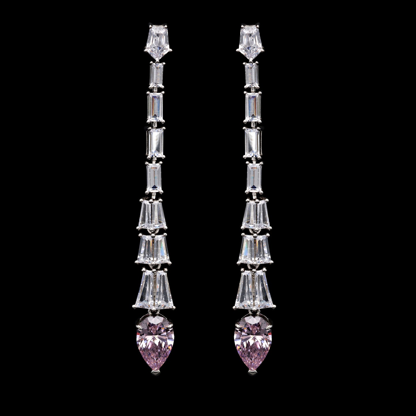 PINK DROP SOLITAIRE DANGLE EARRINGS