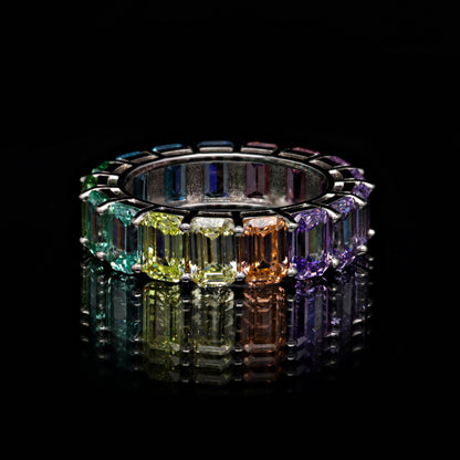 MULTICOLOR BAGUETTE STONES WEDDING RING