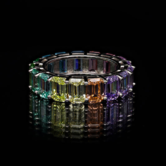 MULTICOLOR BAGUETTE STONES WEDDING RING