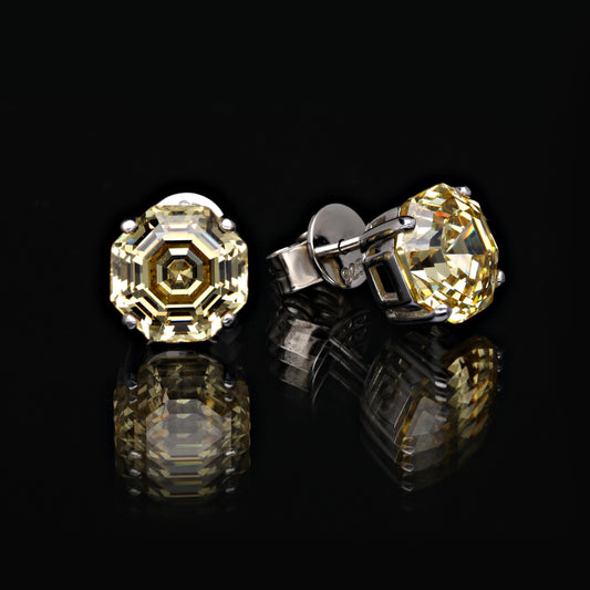 YELLOW DIAMOND ROUND SOLITAIRE EARRINGS