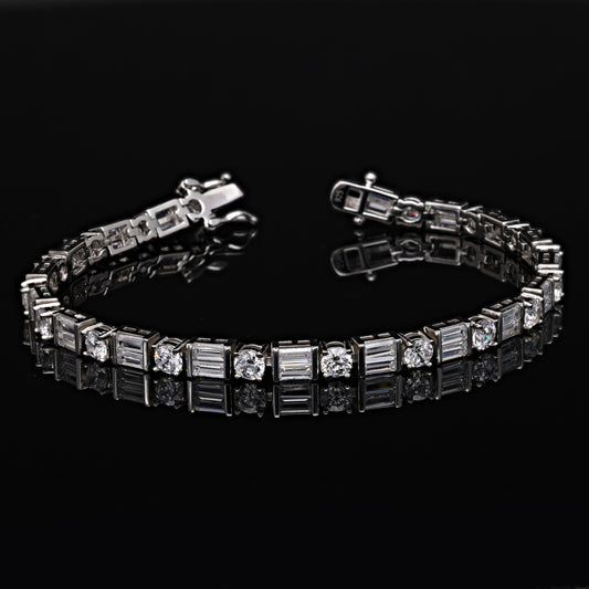 BAGUETTE AND ROUND SETTING TENNIS BRACELET