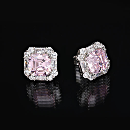 PAVE CUSHION PINK DIAMOND EARRINGS