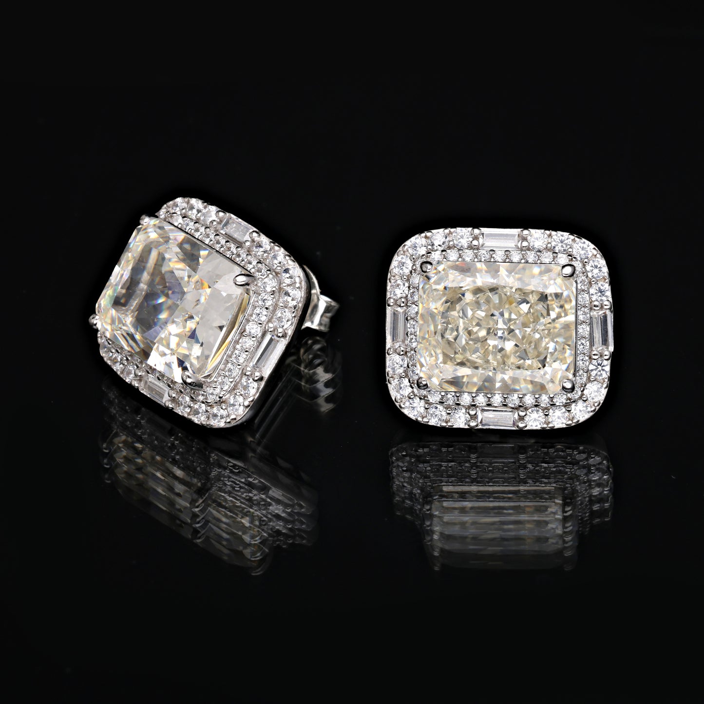 ICE CUT G COLOR RADIANT CUT SOLITAIRE EARRINGS