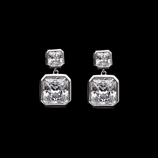 QUEEN CUSHION SHAPE SOLITAIRE EARRINGS