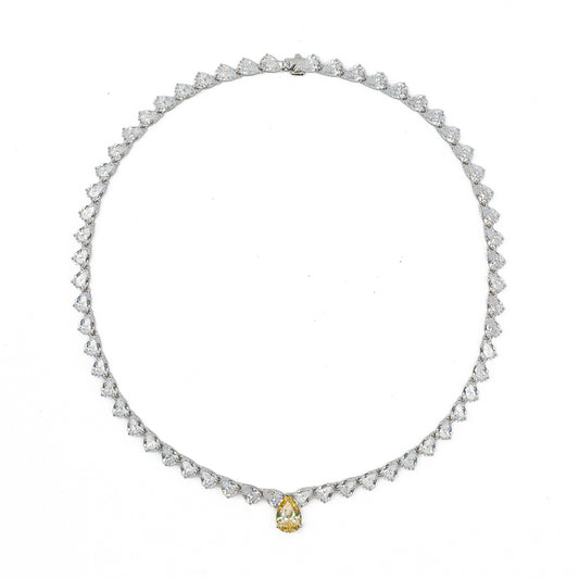 TEARDROP CHOKER WITH A YELLOWDIAMOND SOLITAIRE